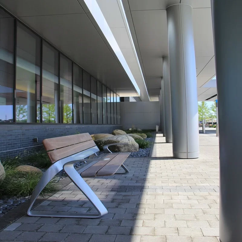 Outdoor bench in hospital